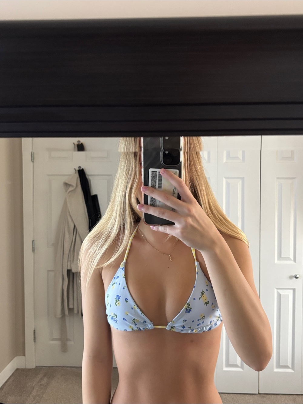 Light Blue Floral Triangle Bikini Top/Bottom